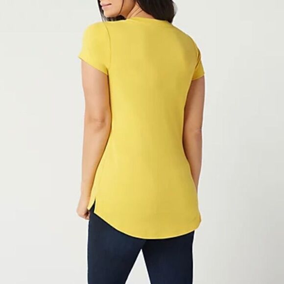 Isaac Mizrahi Essentials V Neck Short Sleeve Top - Picture 4 of 5